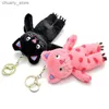 Anahtarlıklar kornonlar sevimli peluş kedi anahtarlık karikatür bebek oyuncak suskun kedi kolye anahtarlık kadınlar için