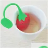 Tea Strainers Sile Lovely Stberry Shape Teas Infuser Home Coffee Vanilla Spice Filter Diffuser Drop Delivery Garden Kitchen Dining Bar Dhfdu