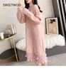 Casual Dresses Autumn And Winter Sweater Women's Mid-Length Over-The-Knee Loose-Fitting Outerwear Thickened Knitted