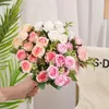 Dekorativa blommor 10 huvuden Artificiell blommor Silk Rose White Peony Bouquet Fake For Wedding Table Party Vase Home Decor