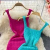 Women Chic Off Shoulder Sexy Bodycon Short Dress Wrap Solid Fashion Knitted Vestidos Summer Elastic Slim Pencil Mini Sundress 240415