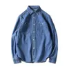 Mäns casual skjortor trendiga manliga skjorta jacka hud-beröring fast färg stilig vändningskrage knappar män denim streetwear 24416