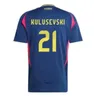 2024 Suède Larsson Mens Soccer Jerseys Team National Retro Dahlin Brolin Ingesson Home Yellow Away Blue Adult Football Shirts Uniforms Kid Kit