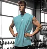 Gym Summer Fitness Sports Tank för män andningsbar fukt absorberar lös träning ärmlös snabb torkning kam axel kort ärmskjorta