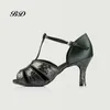 Dance Scarpe Professione Ball Room Women Latin Girl Sandals BD 236 Authentic Black Silver Paiugine Anti-Slip Soles