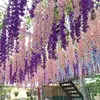 Kunstmatige Wisteria Flower Hangende Garland Rattan Fake Flower String Bloem Bruiloft Party Tuin Wandwand Decor 12pcs 240417