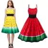 غرز الصيف اللباس Dressed Party Party Beach Womens Watermelon Print