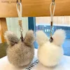 Plush Keychains Rabbit Keychain Imitate Bunny Fur Hairball Mini Rabbit Bags Hangings Pendant For Car Keychain Accessories Car Phone Decoration Y240415