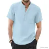 Men's T-Shirts Mens Short Sleeve T-shirt Cotton and Linen Casual Men T-shirt Solid Color Summer Shirt Male Cozy Breathable US Size