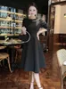 Luxury Diamonds Black Party Dress Women Elegant 2024 Designer tre kvart ärm i form formell tillfälle klänning casual vestidos vår mode ny