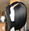 Pizzo di capelli umani parrucche per donne nere dritta bob parrucca remy nodi neri capelli brasiliani pre -pizzichi di capelli baby1560105
