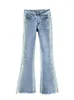 Jeans femininos de cintura alta shinestone de cor sólida longa faz calça de jeans de jeans velha 2024 Moda de outono 29L2381