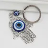 Chaços de chaves da sorte Fatima Hamsa Hand Keychain Turkish Mal Eye Key Chain Bag Caryyring For Mull Men Llavero Porte CL D240417