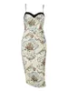 Casual Dresses 2024 Fashion Minimalist Elegant Jacquard Sling Dress Autumn Retro Fancy High midje Slim Fit Long