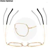 Solglasögon ramar Vision Optimal män Retro Polygonal Ultra Light Alloy Frame Optical Recept Anti Blue Glasses 1094