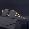 Lunettes de soleil Fashion Metal Leopard Rimless Double Bridges Gradient Ocean Film Shades UV400