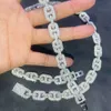 Mode sieraden Moissanite White Gold Cuban Link Chain Hip Hop Trend Party 925 Sliver ketting