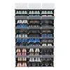 Organisateur à chaussures à chaussures portable à 12 niveaux 72 paires 36 grilles de la tour étagère de rangement stand extensible pour les talons, les bottes, les pantoufles, le noir