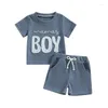 Ensembles de vêtements d'été Baby Boy Vêtements Ensemble de lettres à manches courtes Modèle de t-shirts Waffle 2pcs / sets