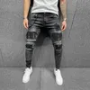 Męskie dżinsy Nowe 2023 Mężczyzn Hip Hop Risped Slim Elaste Pants Spring and Autumn Fashion Club Odzież Wysoka jakość S-3XL D240417