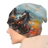 Berets Oil Painting Horse Thin Bonnet Homme Fashion Galloping Horses Skullies Beanies Caps Creative Hats