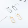 Boucles d'oreilles goujons rectangle rectangle argent plaqué doré de bâton métallique géométrique pour les femmes