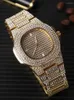 ساعة معصم الهيب هوب الفاخرة الماس رجال الكوارتز مشاهدة شخصية أزياء الأعمال رجال عارضة رجال wristwatch