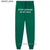 Herenbroek sportbroek mannelijke hardlopers stoppen met kijken naar mijn lul sportbroek hiphop bedrukte hoge taille pants straat sportbroek hippies Q240417