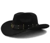 Wome Men Black Wool Chapeu Western Cowboy Hat Gentleman Jazz Sombrero Hombre Cap Dad Cowgirl Hats Size 5658cm 2203024566984