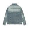 Stylish Designer Back Rhinestone Letter denim Jacket Autumn Winter Men Casual Vintage Washed Street Wear Jeans Coats 24SS 0417