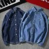 Men's Casual Shirts Trendy Male Shirt Jacket Skin-touch Solid Color Handsome Turndown Collar Buttons Men Denim Streetwear 24416