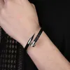 Braccialetti di gioielli di moda braccialetti proiettile chiodo in acciaio inossidabile bracciale in pelle nera per uomini