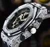 Popular Super Fashion Men Quartz Watch Stophatch Clock Top Brand Diamants Diamonds Anneau étanche à six stiches Black Green Rubber Strance