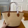 Sac fourre-tout de plage à paille tissée Sac de plage Sac de plage d'été Sac à main de luxe décontracté de grande capacité.