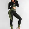 Женские спортивные костюмы с 3 частями Spandex Solid Seamless Trawout наряды наборы Shockper -надежных леггинсов йога одежда для женской спортивной одежды