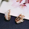 Stud Earrings Luxury Charming Clear Cubic Zirconia Gold-Color Leaves Brincos For Party Fashion Gold 585 Women Jewelry