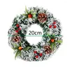 Fleurs décoratives décorations de couronne de Noël 2024 xams guirlande avec baies de pins Ornement mural de porte de maison pour joyeux foyer de foyer