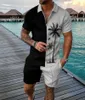 Fashion Summer Mens Tracksuit Short Sleeve Polo Shirt Set Coconut Tree 3D Print Clothing 2 Pieces Casual Suit Streetwear Outfit 240412