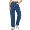 2024 New Workwear Style Jeans Washed High Waist Straight Leg Jeans Womens JEANS