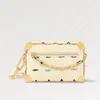 Explosie 2024 Herenzakken M25132 Mini Soft Trunk Bag Vanilla Cowhide-Leer-leer Polijst Gold-Hardware Tradition Moderniteit Handgetekende madeliefjes Honden keten Golden