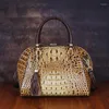 Tasche Form Vintage Erste Schicht Kuh Leder Frauen 2024 Alligator Luxus Handtasche Freizeit große Kapazität Lady -Umhängetaschen