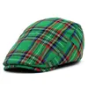 OM0B Beret Beret British Plaid Peeted Cap Newsboy Cap Kolorowy styl Kobiety Mens Forward Hat D240418