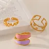 Cluster Rings 3Pcs/set Bohemia Enamel Color Finger For Women Stainless Steel Hollow Star Love Opening Luxury Female Jewelry Gifts