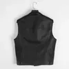 Men's Vests Men Vest Black Biker Motorcycle Hip Hop Waistcoat Male Faux Leather Punk Spring Sleeveless Plus Size Loose Casual