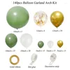 Decoração de festa 143pcs Balão verde Garland Arch Kit Balões de ouro de ouro branco para decorações de casamento de aniversário de chá de bebê