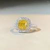 Anelli a grappolo 925 Sterling Silver 6 quadrati laboratorio taglio a taglio rosa Giallo Giallo squisito Anello femminile Boutique Gioielli all'ingrosso