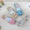 5 Farben Kinder Prinzessin Sandalen Kinder Mädchen Hochzeitsschuhe High Heels Dress Schuhe Bowtie Gold Pink Blue Silber Schuhe für Mädchen 240416