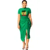 ワークドレス2024インシングオフィスレディヤングカジュアルに適したエレガントな半袖長い鉛筆スピットスカートスキニー女性2ピースセット