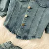 Arbeitskleider Pailletten -Denim Zwei -Stück -Sets Damen Outifits Drehen Sie Kragen Kurzarm weibliche Tops hoher Taille Turmetrocks -Röcke Set Dropship