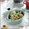 Schalenschalen Nordische Keramik Matte binaurales Salat Dessertschale mit Deckel Porzellan Vögel Nistofen wasserdichtes Stepptopf Tischgeschirr Dhumo